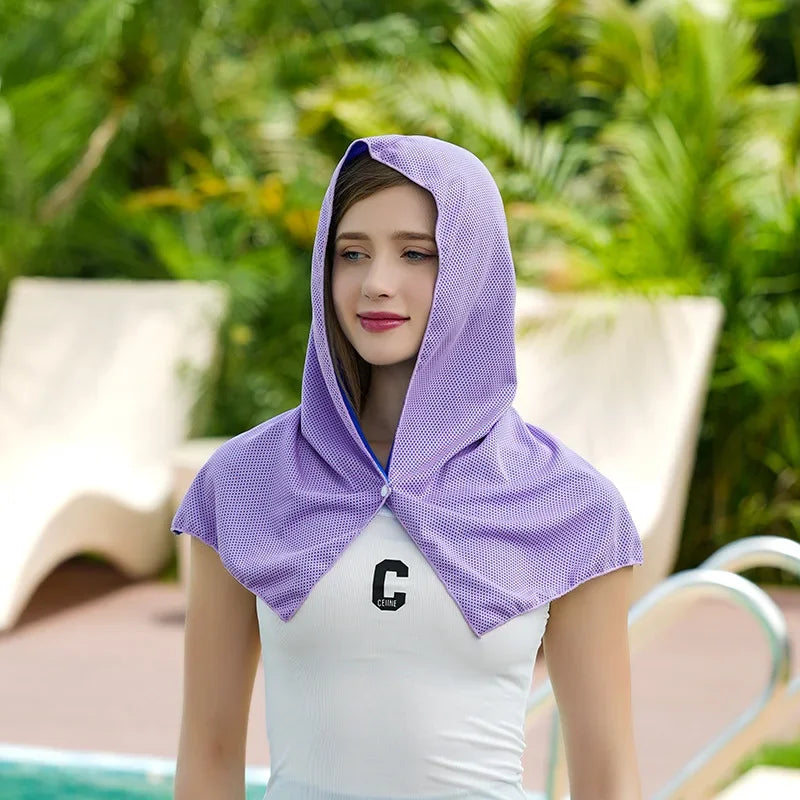 Cooling Hoodie Towel Cooling Towels Quick Drying Absorbent Towels for Neck and Face UV Protection Sport Workout Camping Cycling