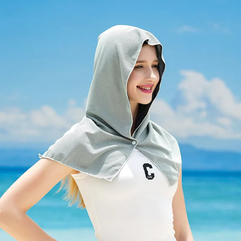 Cooling Hoodie Towel Cooling Towels Quick Drying Absorbent Towels for Neck and Face UV Protection Sport Workout Camping Cycling